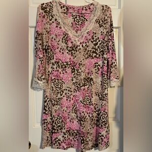 Jennifer Lopez Intimates Pink and Brown Leopard Print Nightgown